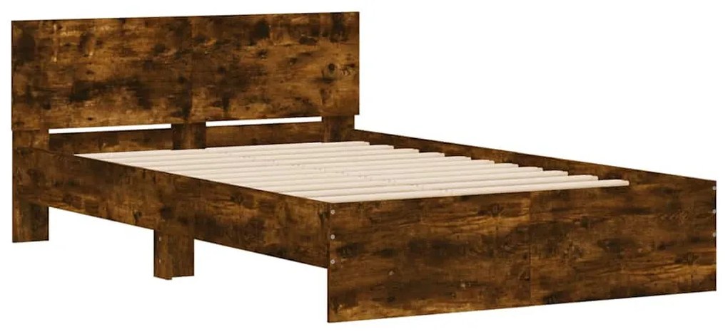 füstös tölgy színű ágykeret fejtámlával és LED-del 140x190 cm