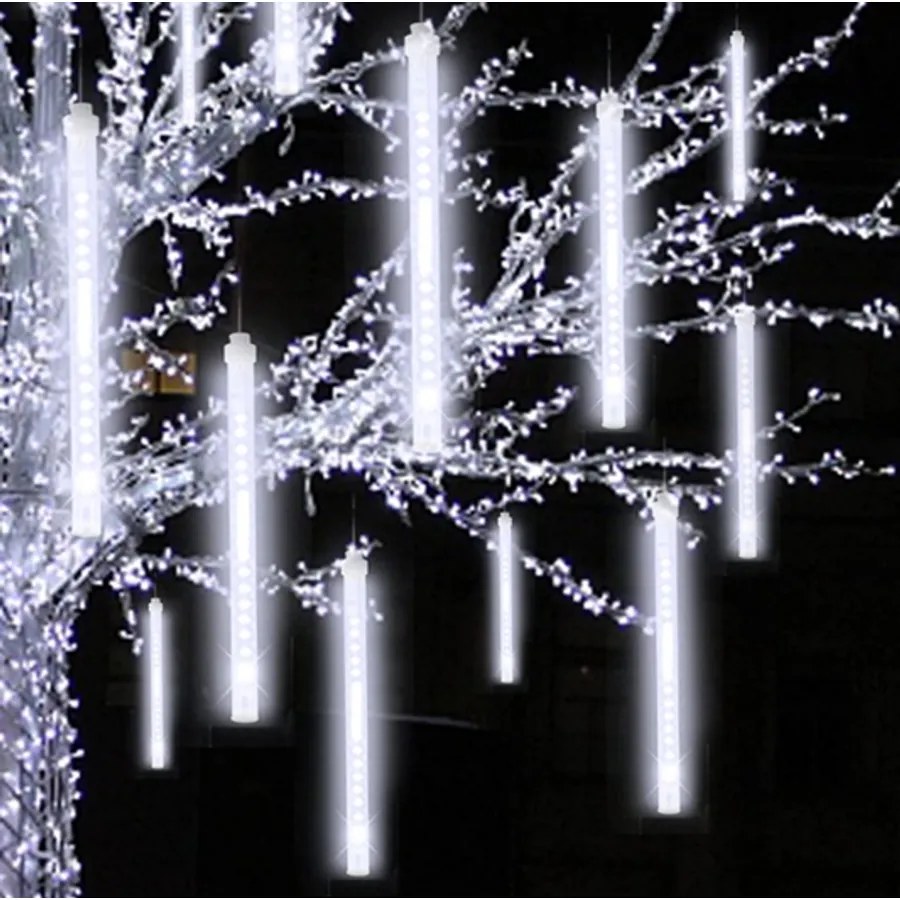 360 LED-es Karácsonyi meteor fények hulló hó effektussal, hálózati adapteres, 50 cm, Hideg fehér