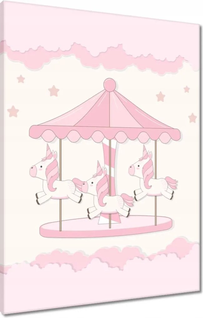 Vászonkép 60x80 Rózsaszín unikornisok a körhintán