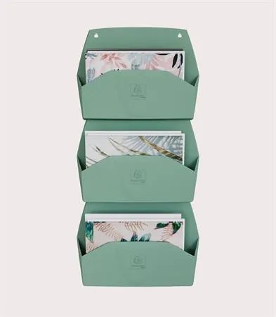 Fali rendszerező, 1 rekeszes, fekvő, 38,2x28,9x7,2 cm, EXACOMPTA Autentik, zsályazöld (EX61180D)