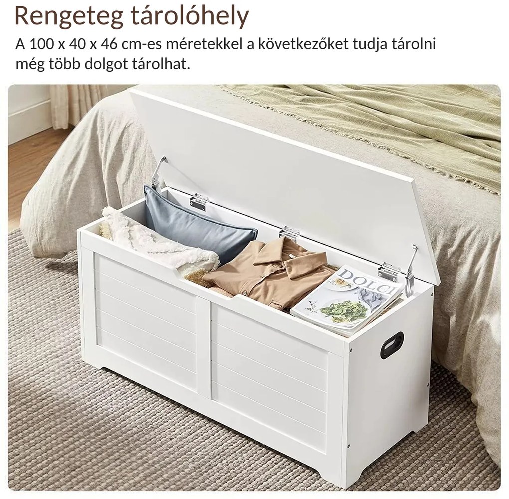 TANJA tárolópad, 100x40x46cm, fehér Vasagle