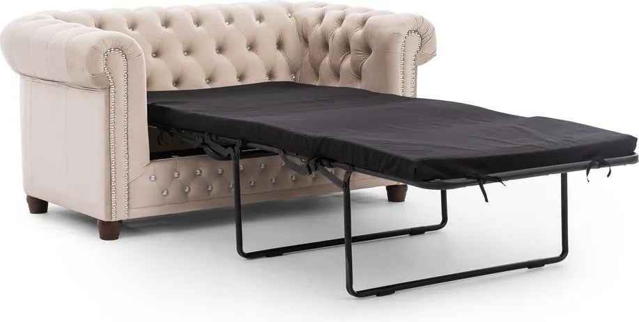 Bézs bársony kinyitható kanapé 148 cm York Blik – Ropez