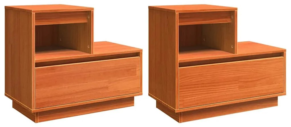 Éjjeliszekrény 2 pcs Viaszbarna 60 x 34 x 51 cm Tömör fenyőfa