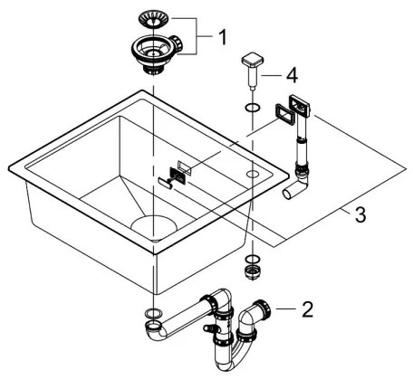 GROHE 31651AP0 - K700 konyhai mosogató 560 × 510 mm gránit/fekete