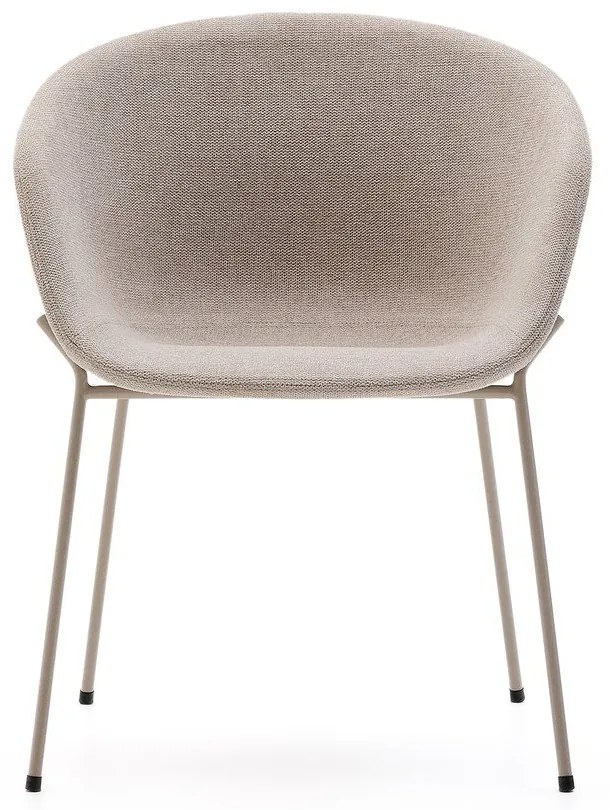 Bézs kárpitozott karfás étkezőfotel Yvette – Kave Home