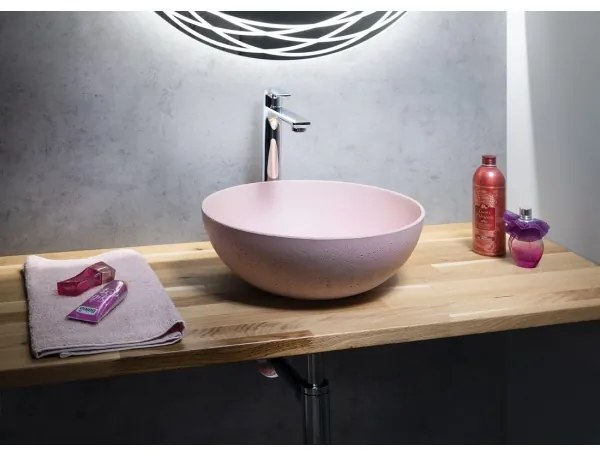 Sapho - pult fölé szerelhető mosdó FORMIGO átm. 39 cm beton/rózsaszín