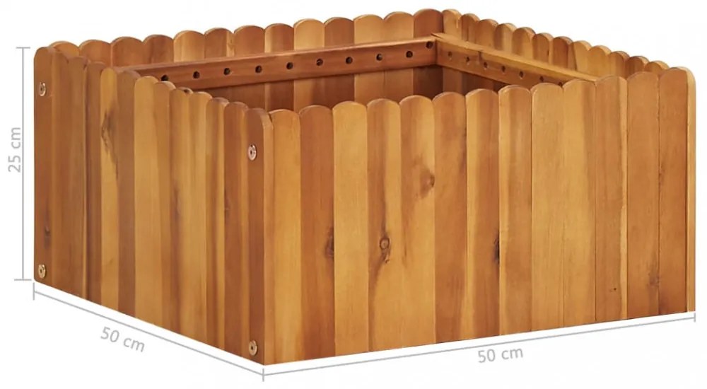 tömör akácfa kerti magaságyás 50 x 50 x 25 cm