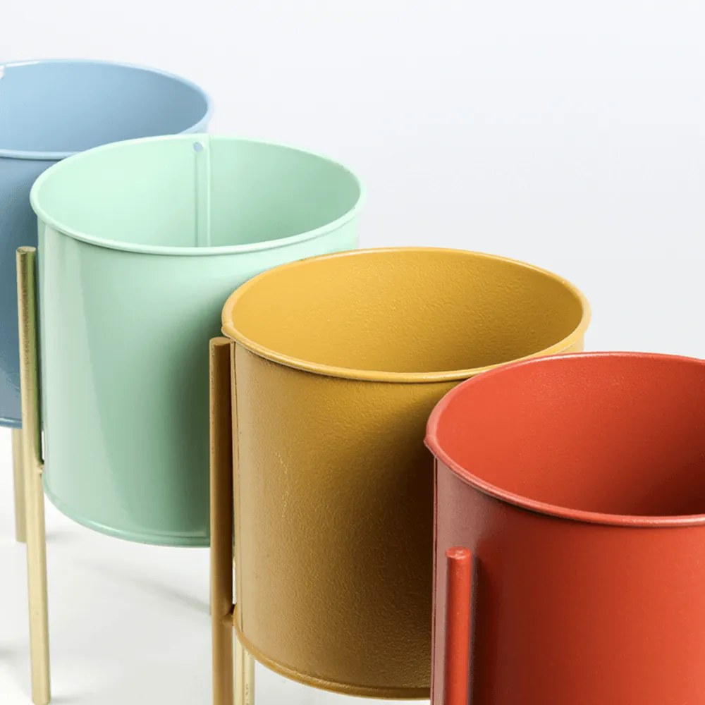 2 darabos virágtartó szett, kék/neo mint/arany, ROZEL SET