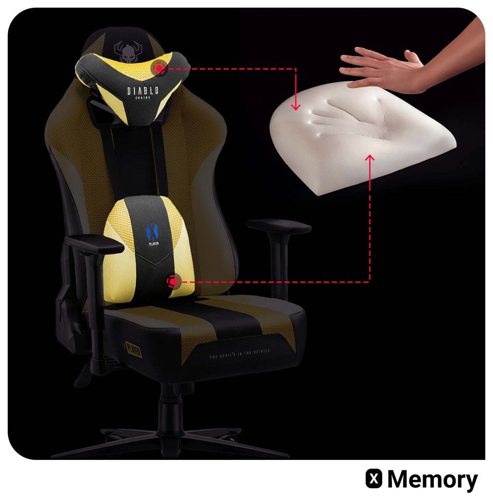 Diablo X-Player 2.0 szövet gamer szék gyerekeknek Kids méret: dark sunflower / sárga Diablochairs