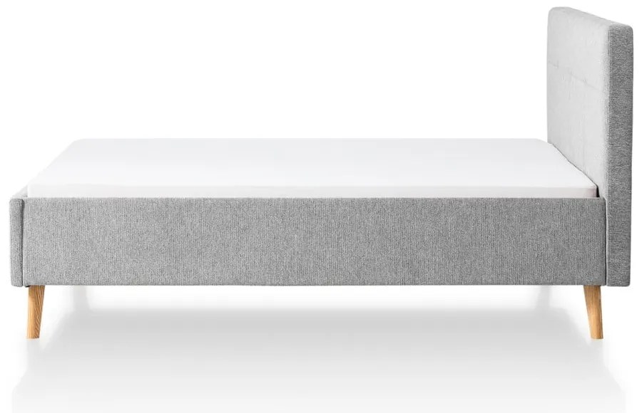 Világosszürke kárpitozott franciaágy ágyrács nélkül 180x200 cm Smart – Meise Möbel