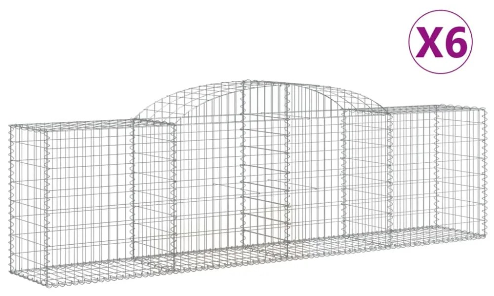 6 db íves horganyzott vas gabion kosár 300x50x80/100 cm