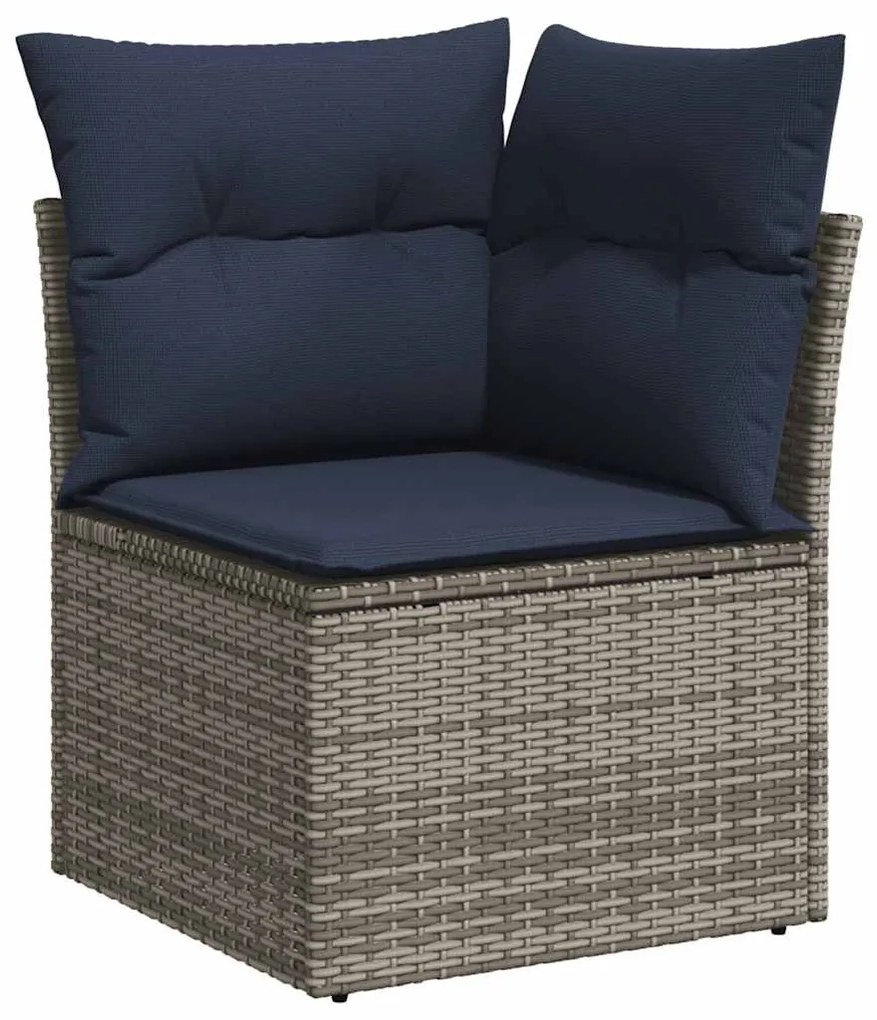 9 részes szürke polyrattan kerti ülőgarnitúra párnákkal