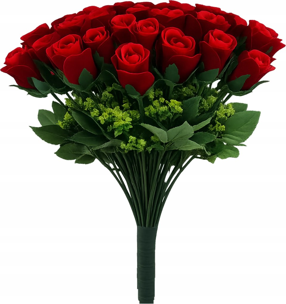 Vörös Rózsa Csokor Művirág Velúr 36cm RT7603 36 Virág