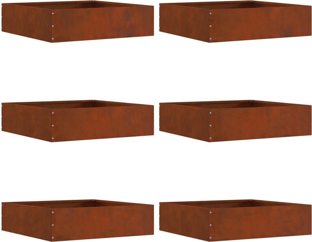 vidaXL Fűszegélyezés 6 pcs Rozsdás 50 x 50 x 13 cm Időjárásálló acél