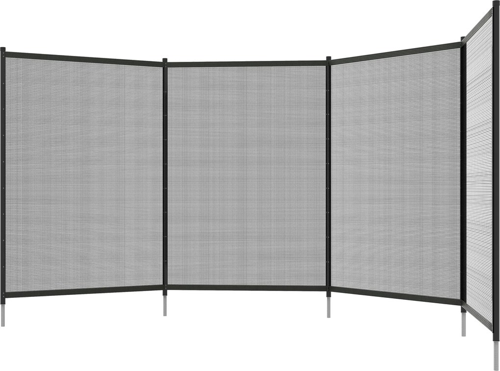 Outsunny Kerti Kádfence, 365 x 126 cm, 4 Darab Dekoratív Medence Kerítéssel, Lépőfennsíkkel Teraszra, Erkélyre, Fekete | Aosom