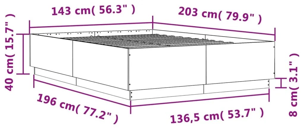 betonszürke szerelt fa ágykeret 140 x 200 cm