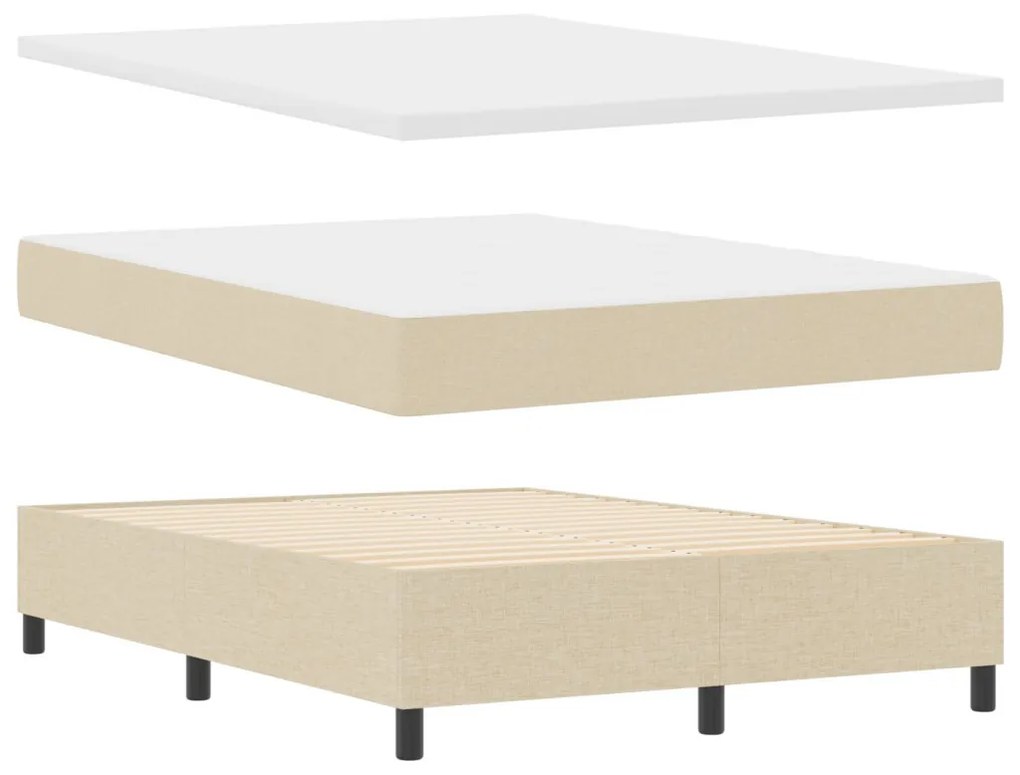 Box Spring Ágy Matrac &amp; Pad Krém 160x200 cm Szövet