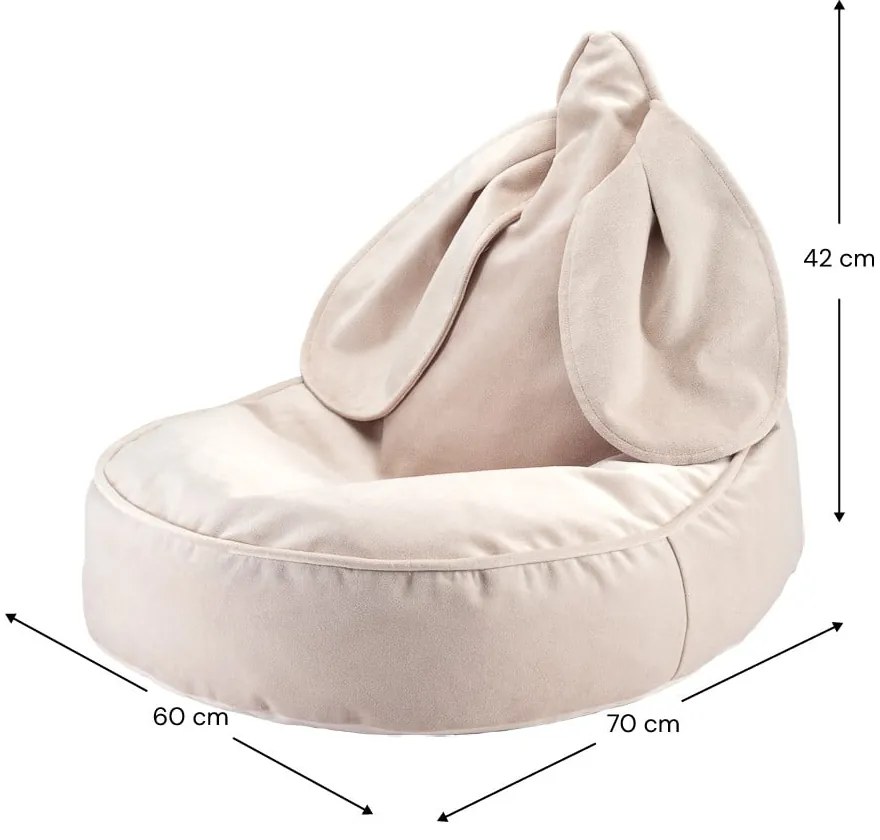 Bézs bársony gyerek babzsákfotel Bunny – Wigiwama