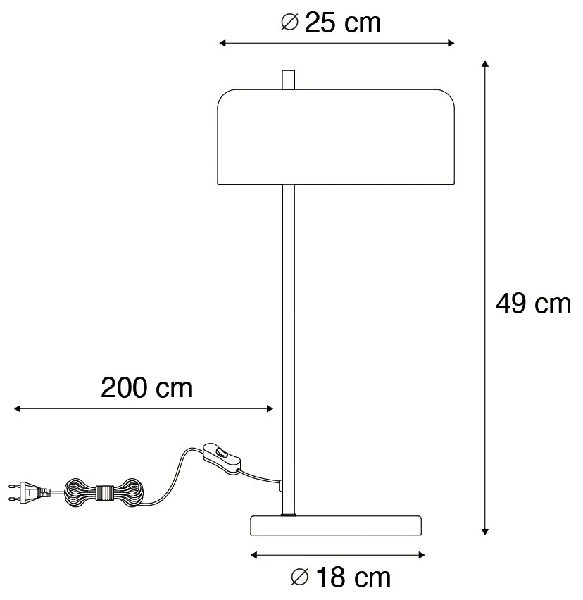 Retro asztali lámpa fekete aranyszínű belsővel - Jinte