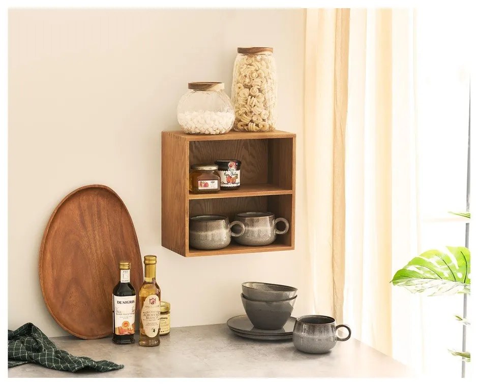 Natúr színű többszintes tölgyfa fali polc 18 cm Townsville – House Nordic