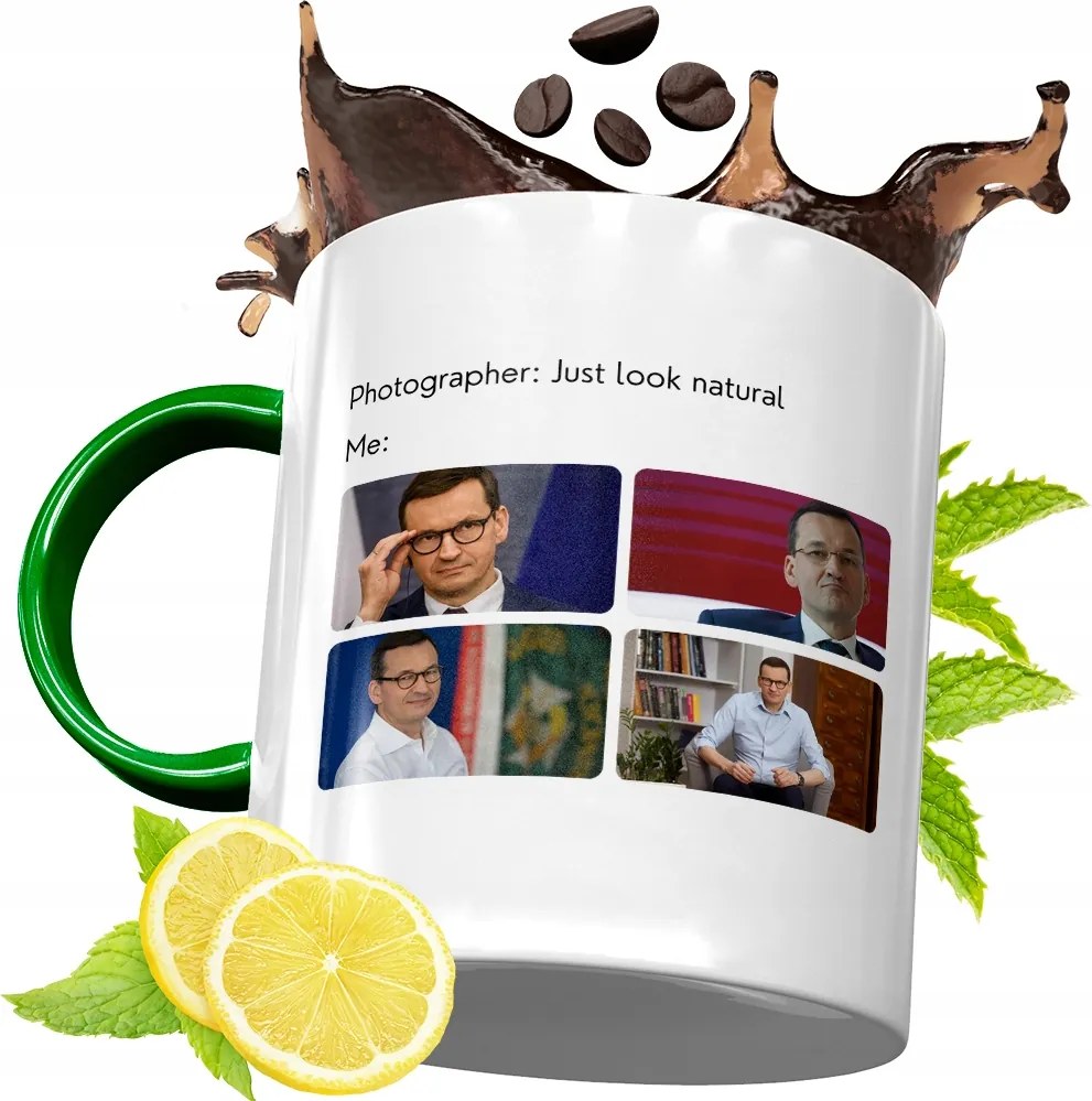 Máté Morawiecki Zöld Bögre Ajándék, fényképes nyomattal