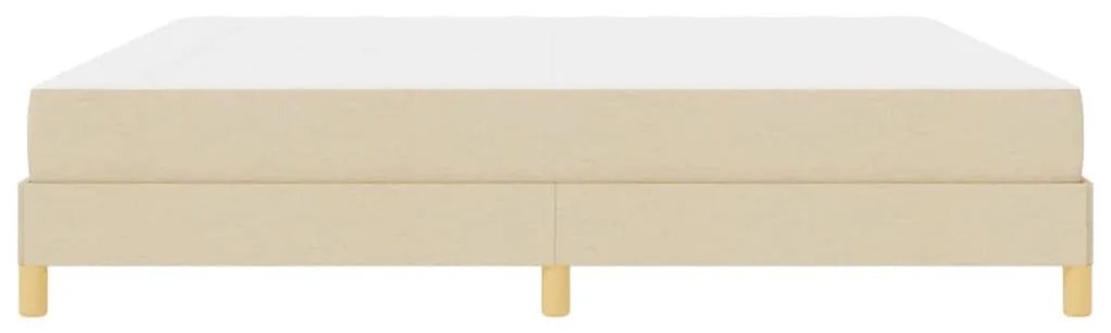 Boxrugós ágy Krém és barna 200 x 200 cm Textil és mérnöki fa