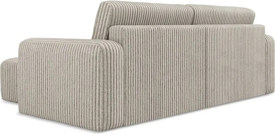 Bézs kordbársony kinyitható-tárolóhelyes sarokkanapé (jobb oldali-heverő résszel) Kona – Makamii