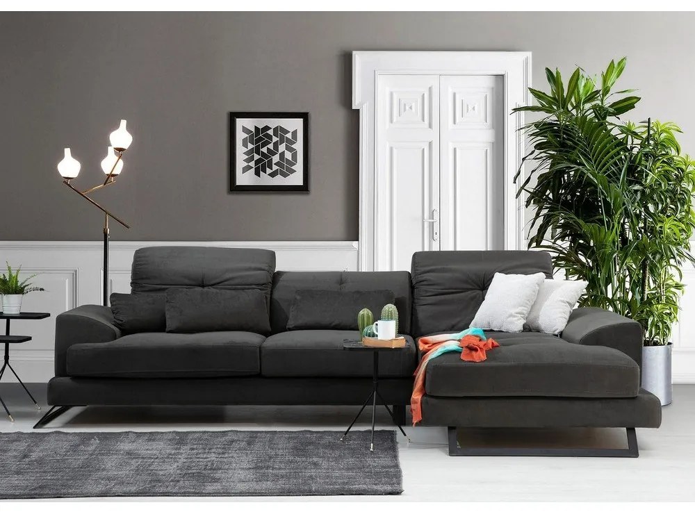 Sötétszürke sarokkanapé (jobb oldali) Frido – Balcab Home