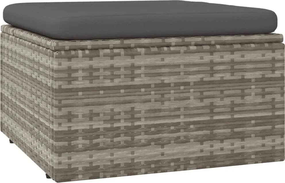 vidaXL szürke polyrattan kerti lábtartó párnával 55 x 55 x 30 cm