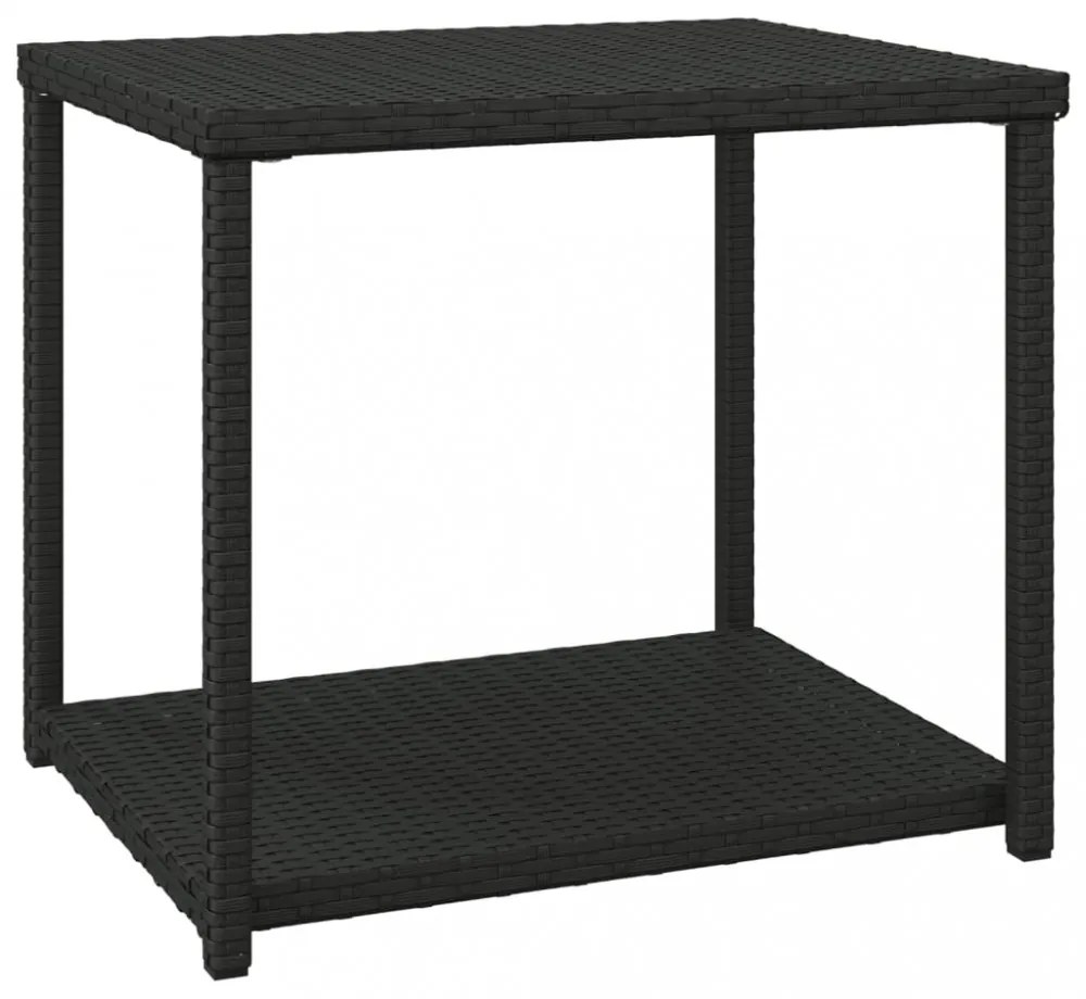 fekete polyrattan kisasztal 55 x 45 x 49 cm