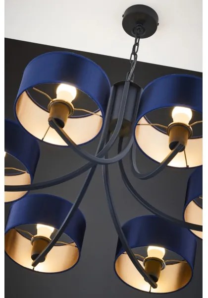 Jupiter 2102 - Láncos csillár ARTHUR 6xE27/15W/230V kék/fekete