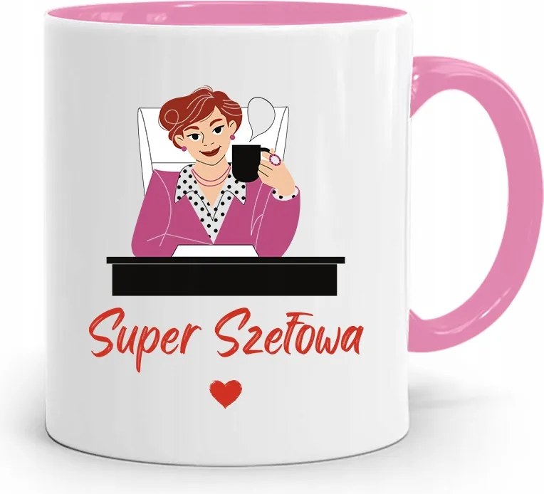 Rózsaszín Bögre Ajándék Főnöknek Szuper Főnöknő fényképes nyomtatással