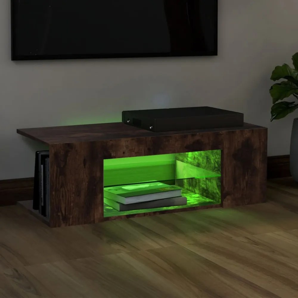 füstös tölgy színű LED-es TV-szekrény 90 x 39 x 30 cm