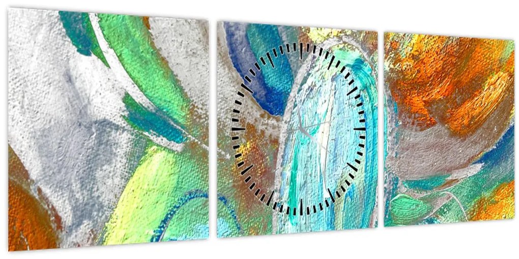 Kép - Színes absztrakció (órával) (90x30 cm)