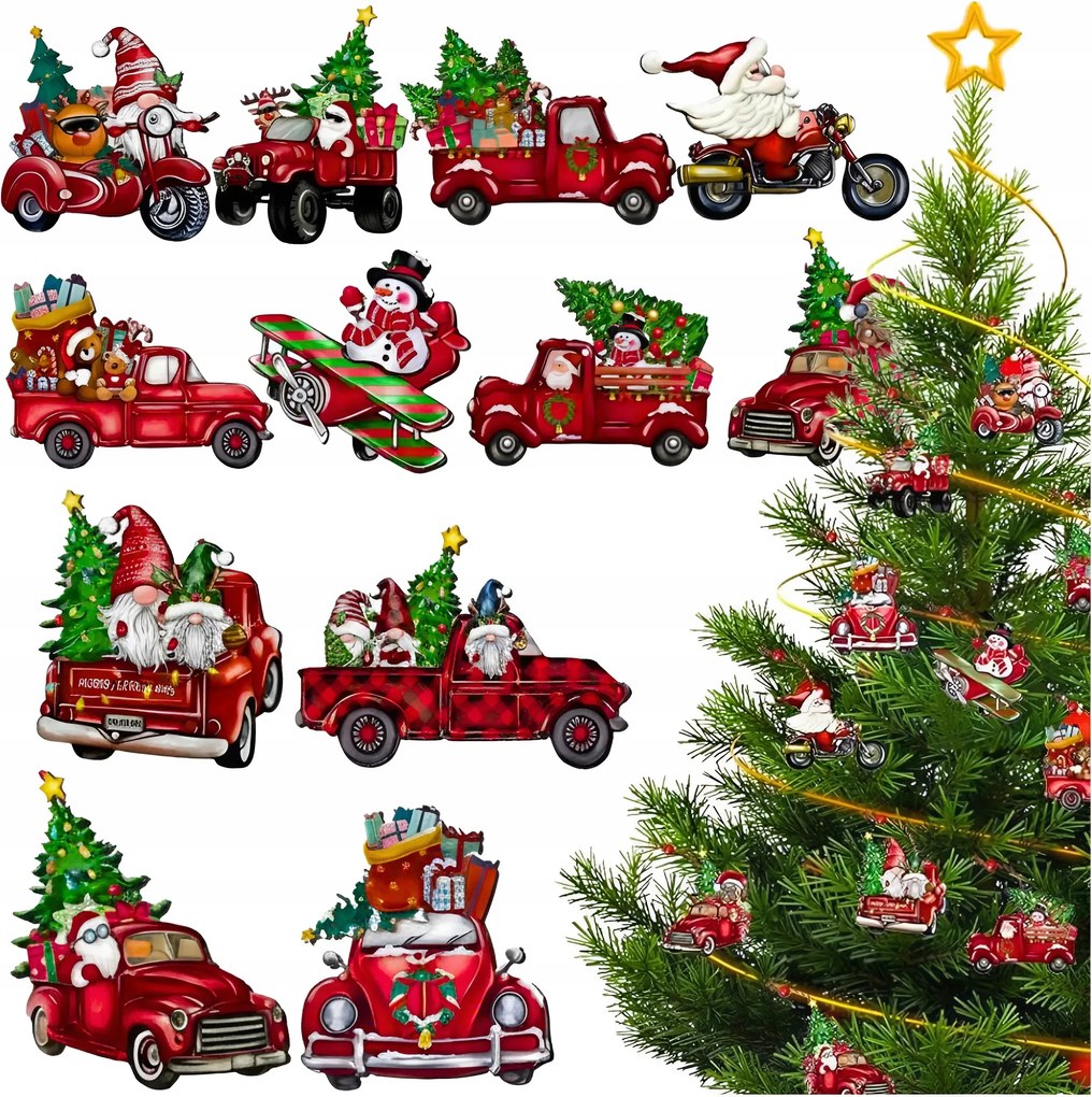 Mikulás Karácsonyfadíszek Díszes Mikulás Karácsonyfa Medálok 12 Db