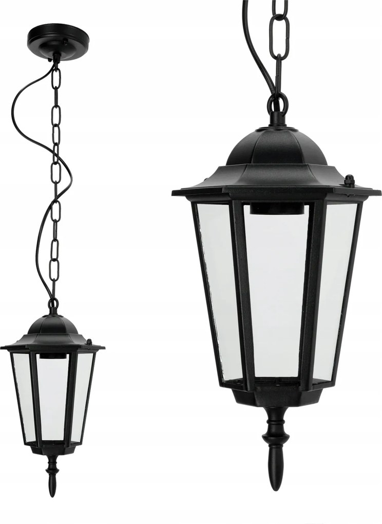 Mennyezeti Lámpa Függő Kerti Kültéri Túlnyúlás E27 Fekete IP54 Lo 4105