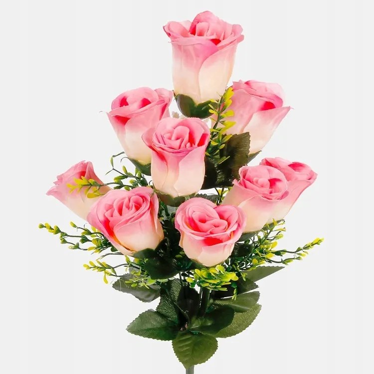 Csokor Rózsa Bimbóban Rózsaszín Mesterséges Virág Kompozíció Csokor 9 db