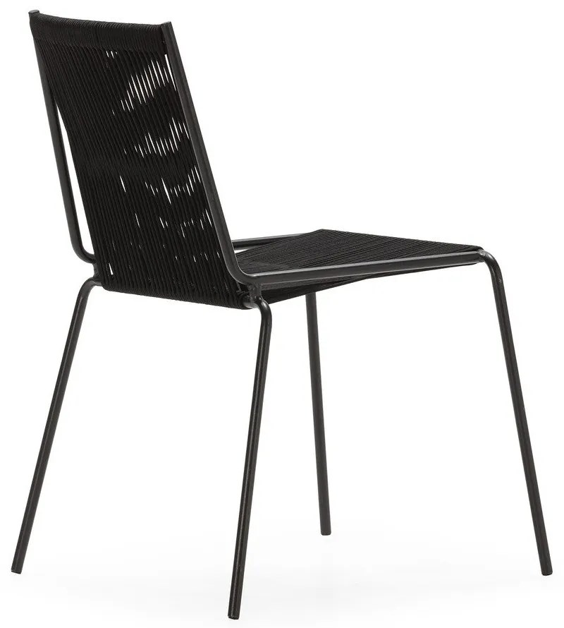 Fekete fém rakásolható étkezőszék szett 2 db-os Emily – Marckeric