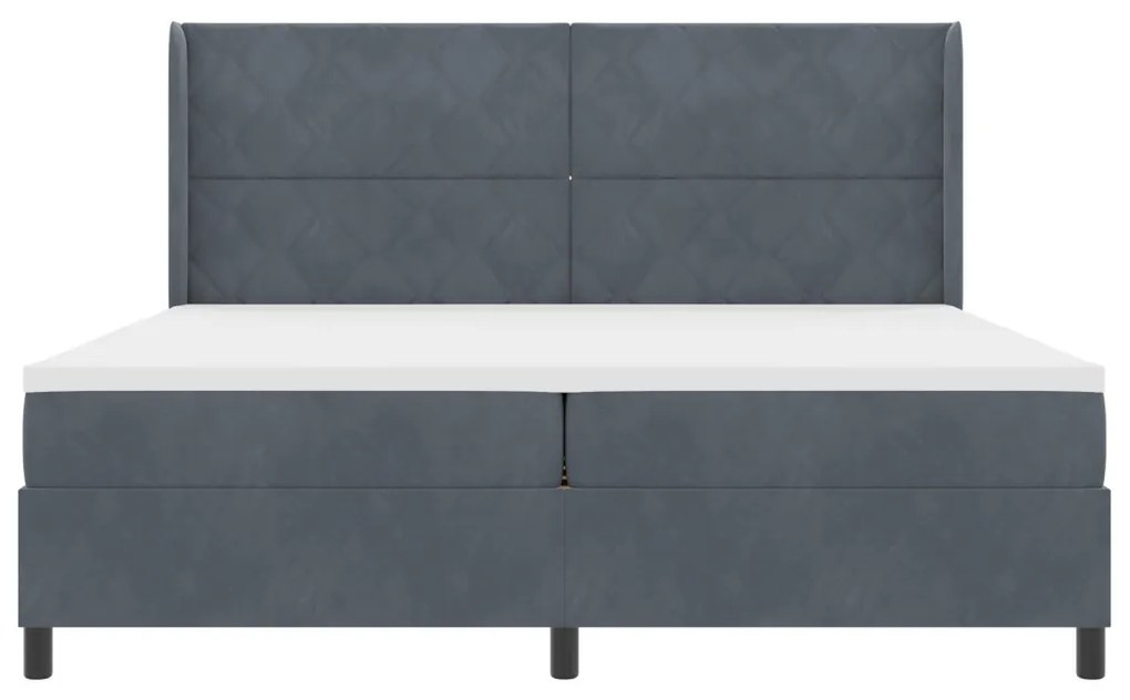 vidaXL Boxrugós ágy fejtámlával Sötétszürke 200 x 200 cm Bársony