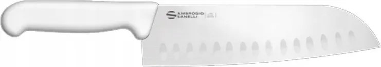 Santoku kés Ambrogio Sanelli Supra, granton penge, 18 cm, fehér