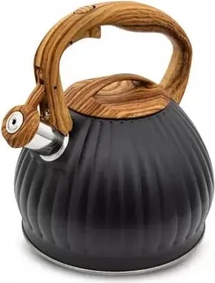 Acél vízforraló 3l rozsdamentes acél indukciós gáz főzőlappal, síppal, fekete