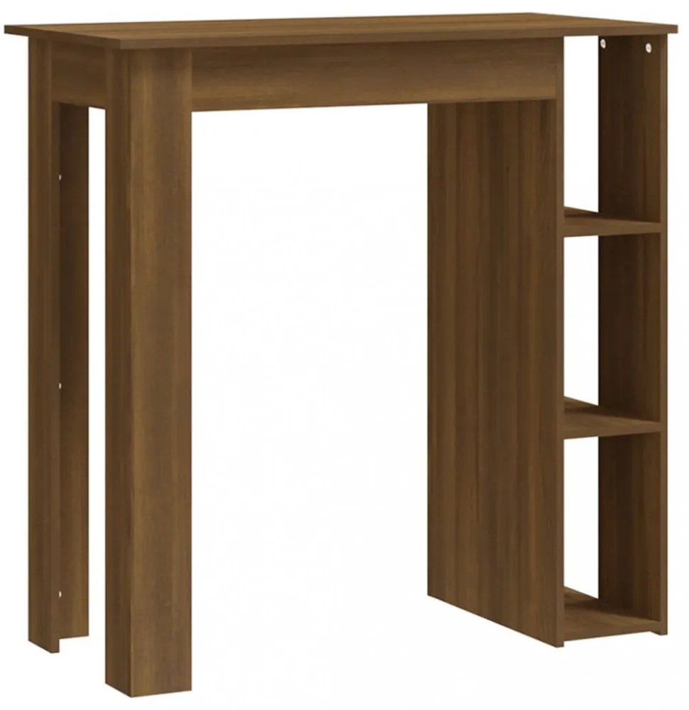 barna tölgy színű szerelt fa bárasztal polccal 102x50x103,5 cm