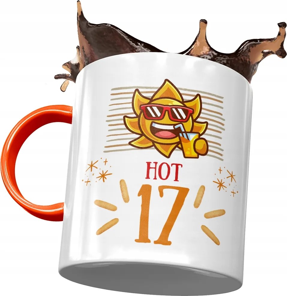 Narancssárga Bögre Születésnapra 17 17. 17. Nyomtatott Fotóval