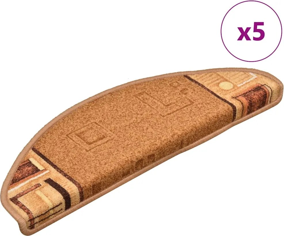 vidaXL 5 db bézs öntapadó lépcsőszőnyeg 65x21x4 cm