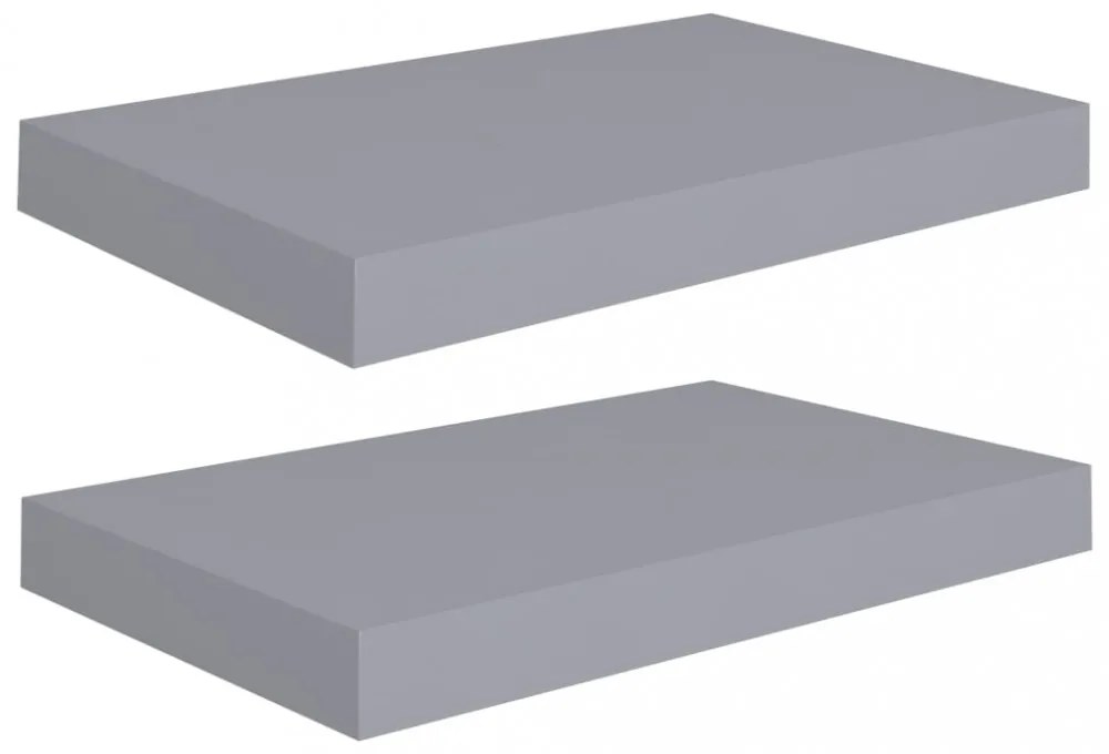 2 db szürke MDF lebegő fali polc 40 x 23 x 3,8 cm