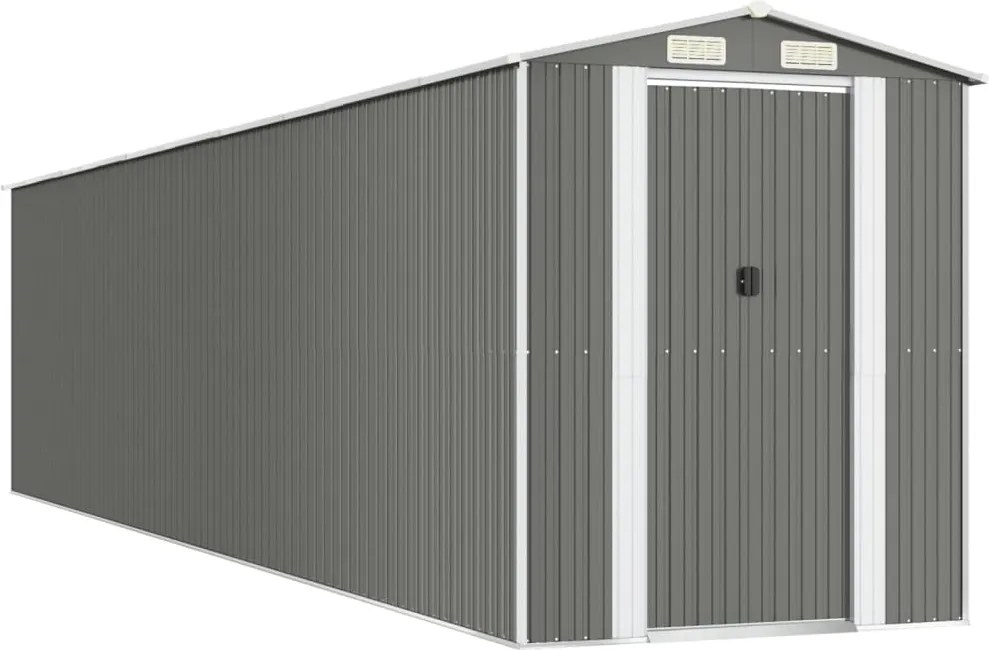 vidaXL világosszürke horganyzott acél kerti fészer 192 x 855 x 223 cm