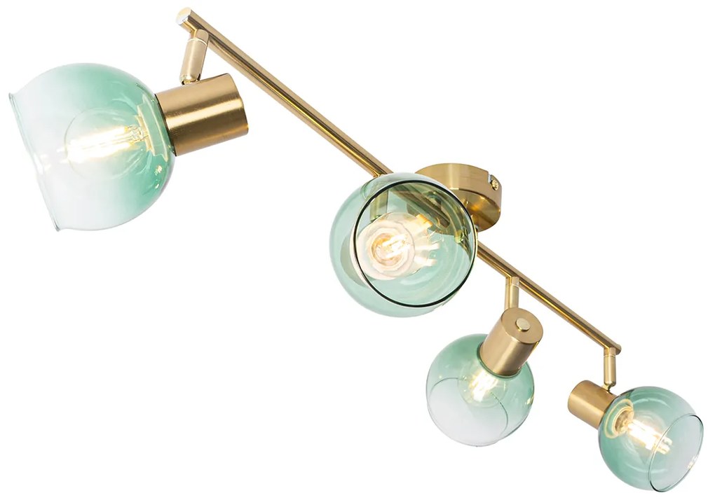 Art Deco reflektor arany zöld üveggel 4-lámpás - Vidro