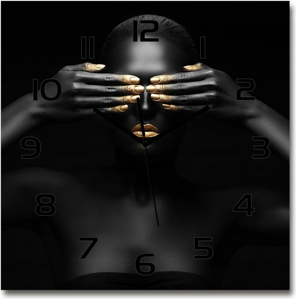 Nagy üveg falióra Nő fekete 60x60