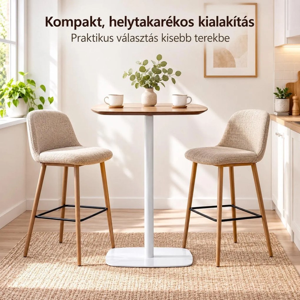 Bárasztal, kerek MDF asztallappal, Ø60 x 105 cm, 20 kg teherbírás, tölgy/fehér