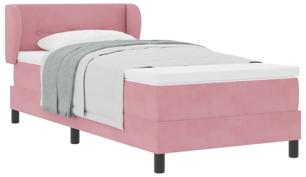 Box Spring Ágy Matraccal Rózsaszín 80x200 cm Bársonyos